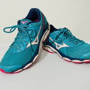Mizuno Shoes Wave Inspire Womens 8.5 Blue White Pink Trainers Gym Sneakers